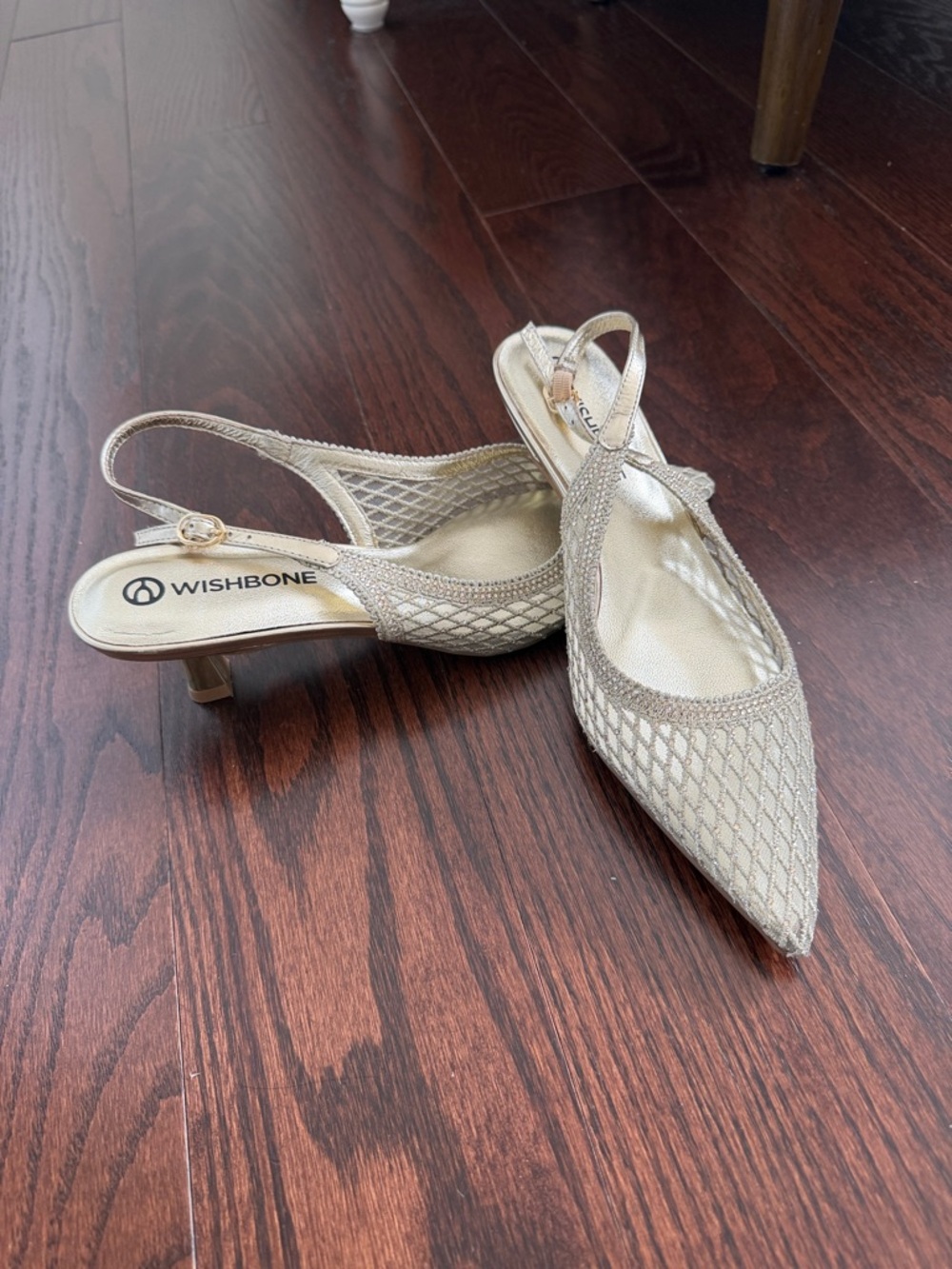 Wishbone Women's Champagne Slingback Pointed-Toe Heels